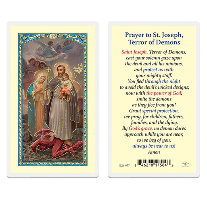 HOLY CARD - PRAYER TO ST JOSEPH, TERROR OF DEMONS