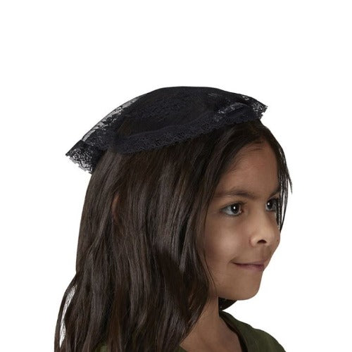 CHAPEL CAP - BLACK LACE - 8" ROUND