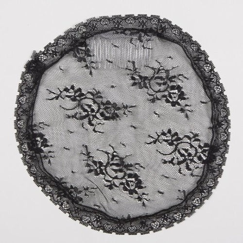 CHAPEL CAP - BLACK LACE - 8" ROUND
