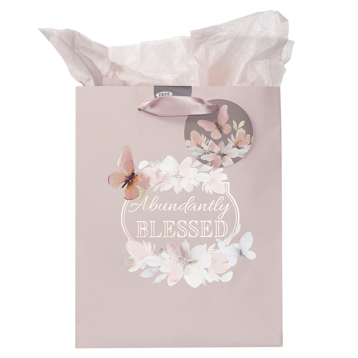 GIFT BAG - ABUNDANTLY BLESSED - SOFT PINK FLORAL - MEDIUM