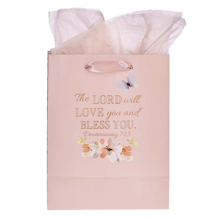 GIFT BAG - ABUNDANTLY BLESSED - SOFT PINK FLORAL - MEDIUM