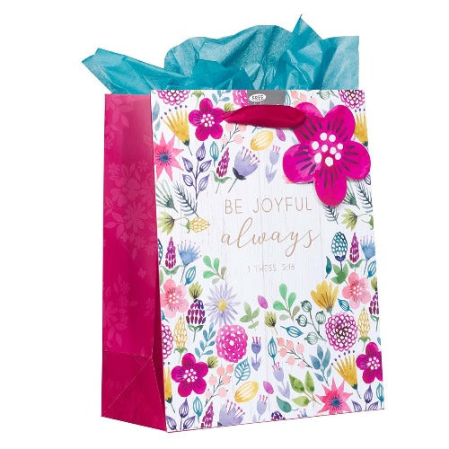 Gift Bag (M) Be Joyful Always 9.7" X 7.7" Bright Floral