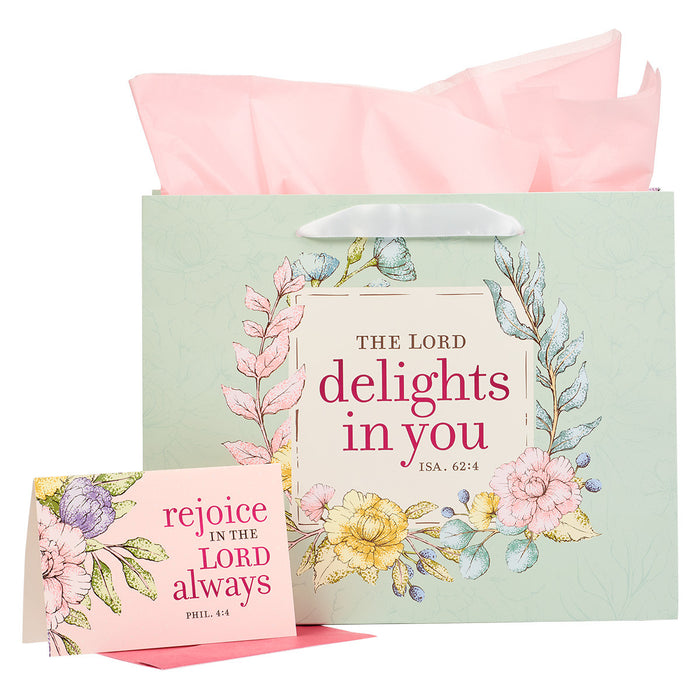 Gift Bag (L) The Lord Delights in You 12.5" X 10"