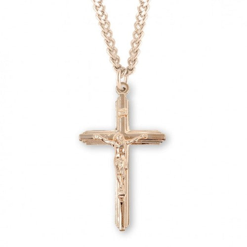 CRUCIFIX - 16K GOLD OVER STERLING INLAY - 24" CHAIN