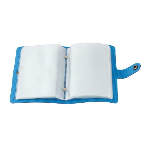 HOLY CARD HOLDER - BLUE IMITATION LEATHER -  HOLDS 40 CARDS