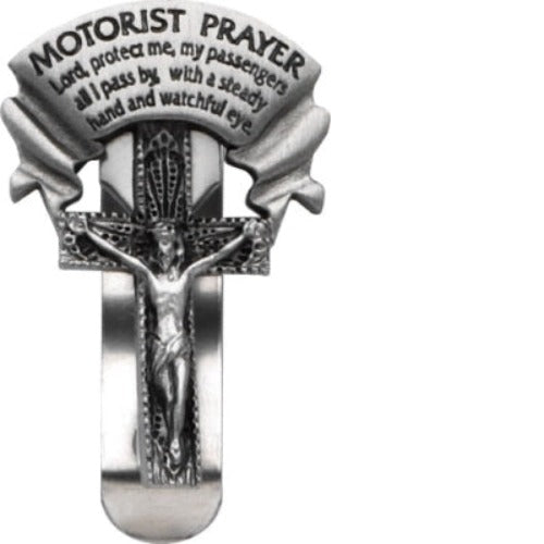 VISOR CLIP - CRUCIFIX - MOTORIST PRAYER - BANNER