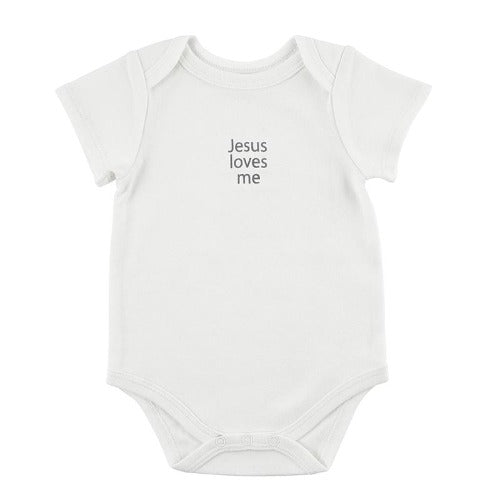 BABY SNAPSHIRT - JESUS LOVES ME - WHITE 6-12 MONTHS