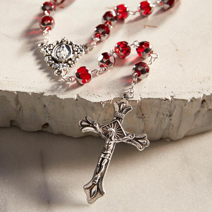 ROSARY - 8MM RUBY BEADS - RENAISSANCE