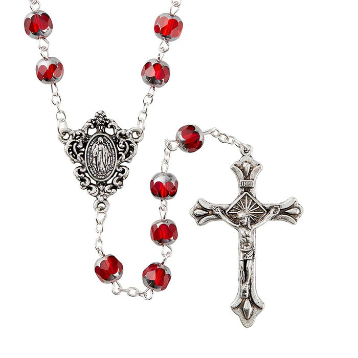 ROSARY - 8MM RUBY BEADS - RENAISSANCE