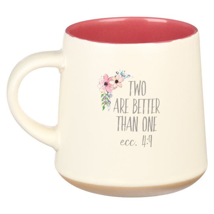 Coffee Mug Sister and Floral Wreath Clay Dipped Base