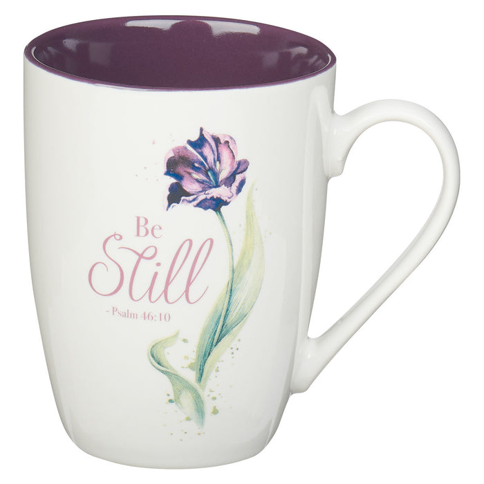 Coffee Mug Be Still with Purple Flower