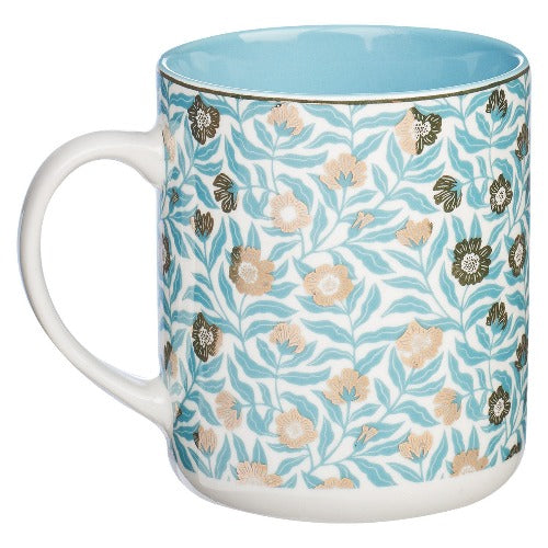 Coffee Mug My Grace is Sufficient in Teal and Gold