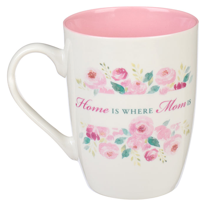 Coffee Mug "Home is Where Mom is"  Pink Floral