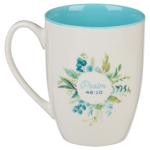 Coffee Mug Be Still in Blue Floral