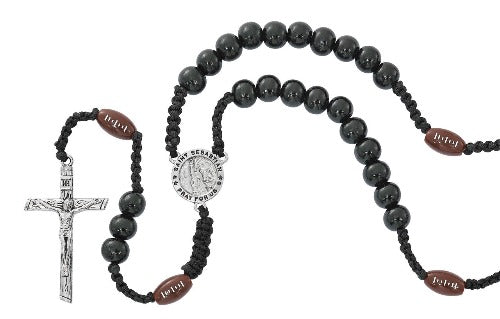 ROSARY - FOOTBALL ST. SEBASTIAN - BLACK CORDED