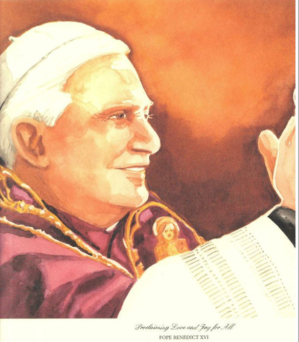 POPE BENEDICT XVI - PROCLAIMING LOVE AND JOY FOR ALL - 12" X 18" MAT PRINT