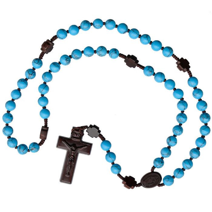 ROSARY - 8mm TURQUOISE & JUJUBE WOOD