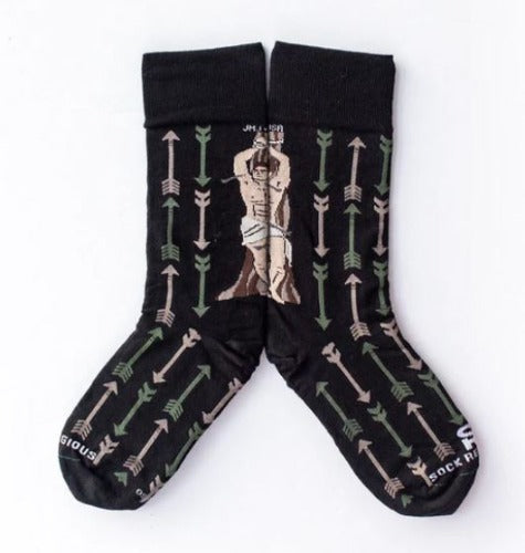 ST SEBASTIAN BLACK WITH ARROWS ADULT SOCKS