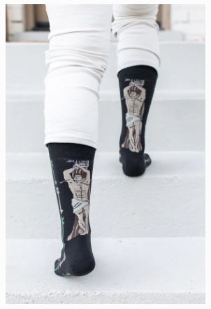 ST SEBASTIAN BLACK WITH ARROWS ADULT SOCKS