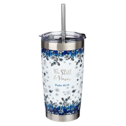 Travel Mug with Straw Be Still and Know 18oz