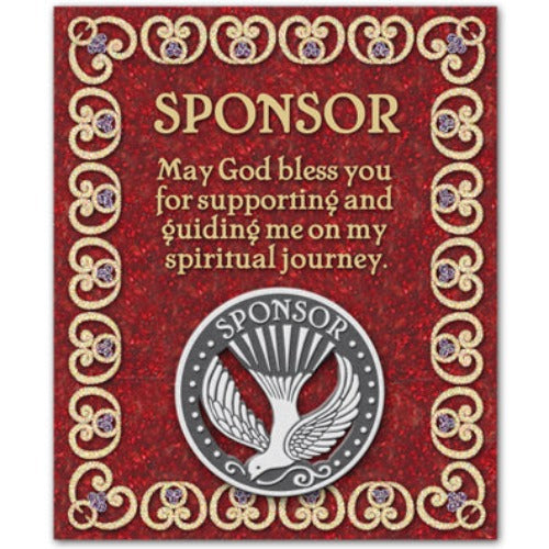 CONFIRMATION PIN - SPONSOR "MAY GOD BLESS YOU" - ROUND WITH DOVE