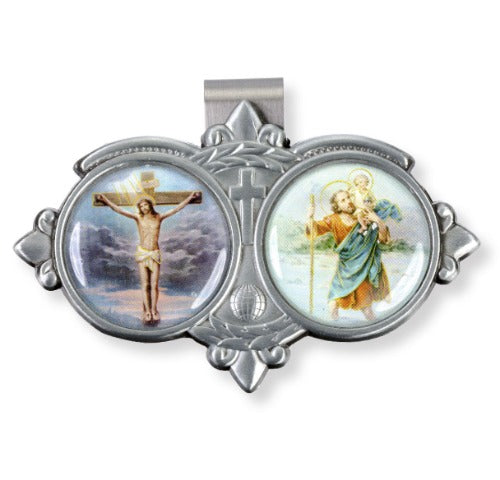 VISOR CLIP - CRUCIFIXION / ST CHRISTOPHER - COLOR RESIN