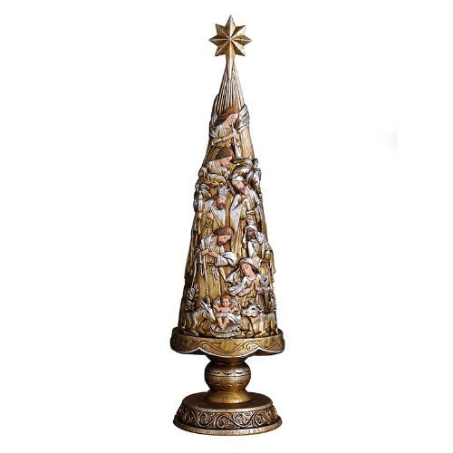 CHRISTMAS TREE FIGURE - NATIVITY - 20.75" METALLILC