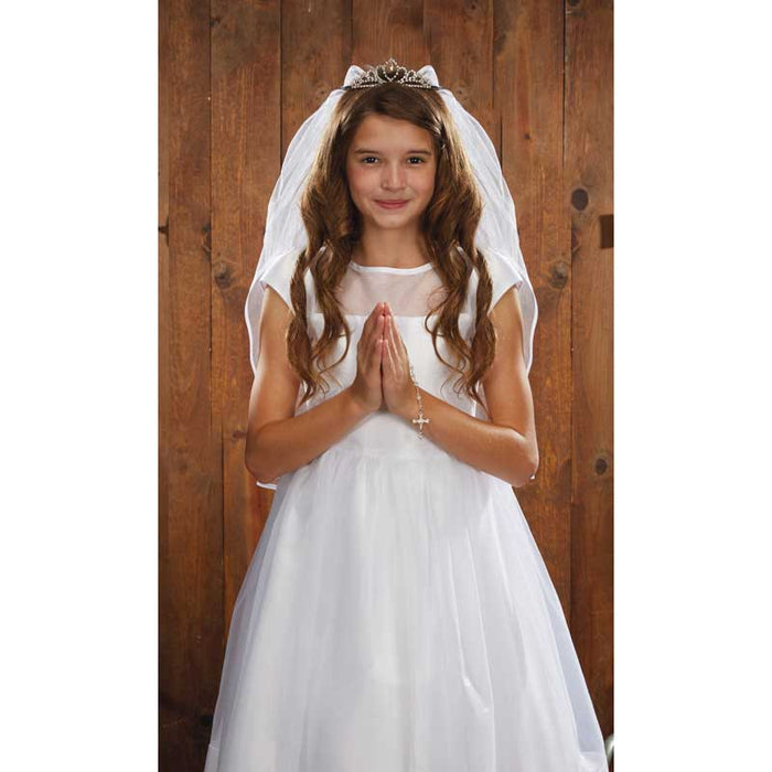 FIRST COMMUNION VEIL - TIARA - 26" L